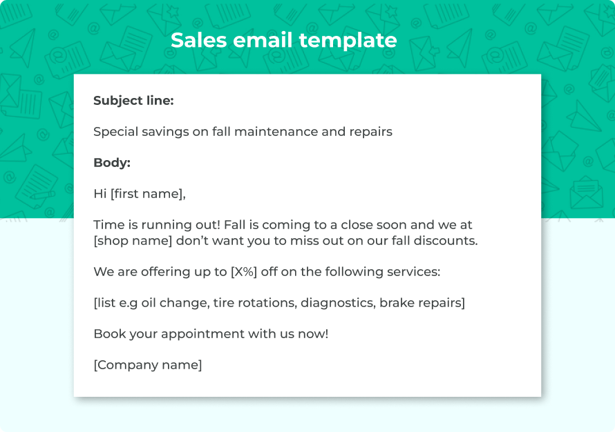 Free automotive sales email template