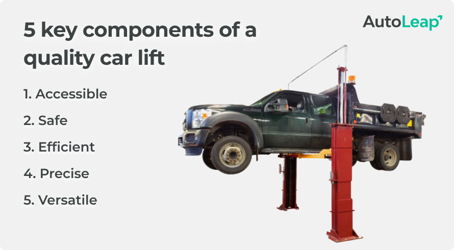 Two-post car lift with 5 key components of a quality car lift