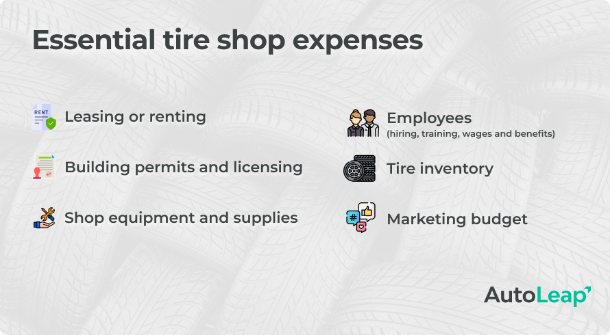 Essential tire shop expenses.