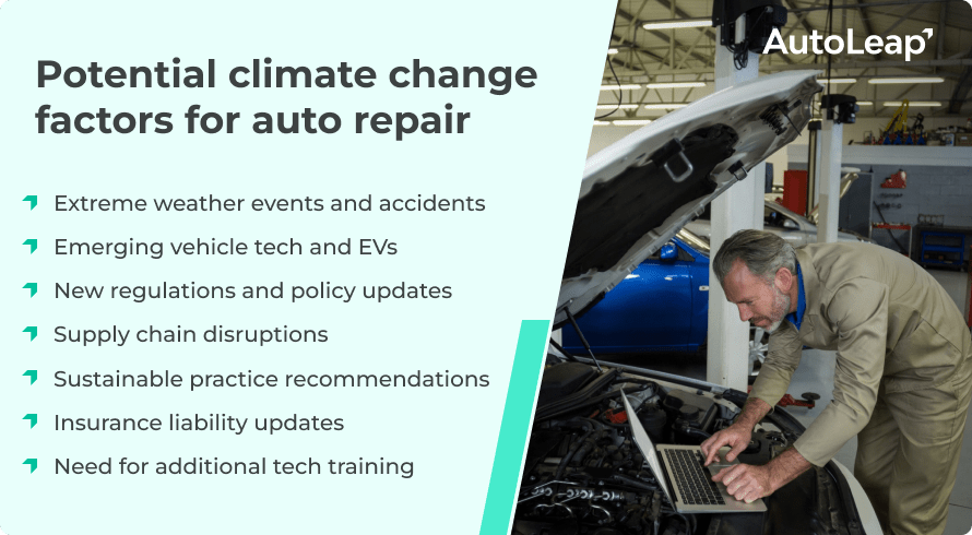 Climate change factors affecting auto repair shops