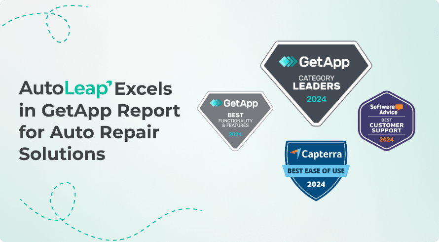 AutoLeap's 2024 Bades from GetApp, Capterra and Software Advice