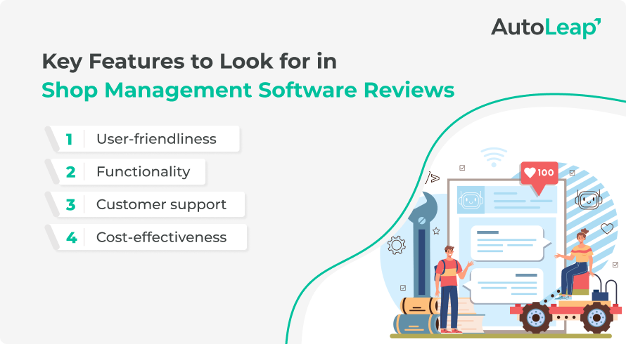 Key features to look for in shop management software reviews.