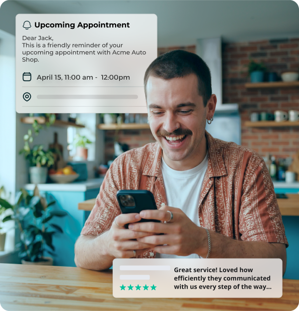 Customer follow-up campaign with service reminder and review request